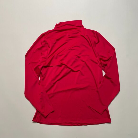 Curvy Sz 2X! Red Mock Neck Rouched Long Sleeve Top | Bold Luxe Layer - Picture 8 of 8